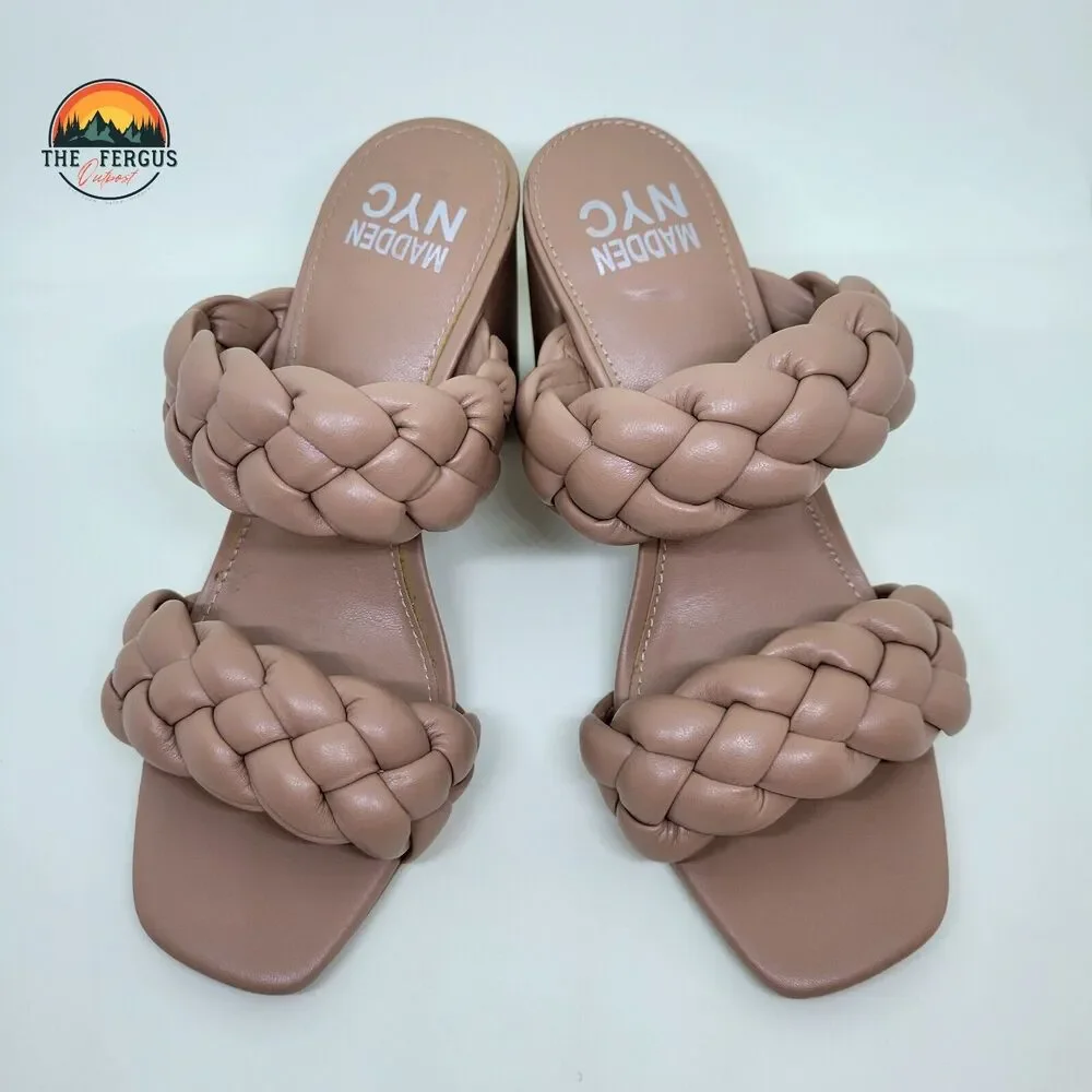 NWT Madden NYC Chic Braided Block Heel Blush Pink Sandals Bohemian Womens Size 8 - Picture 7 of 13